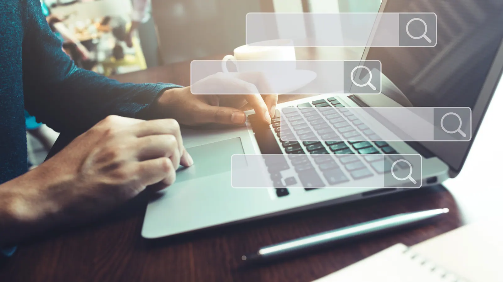 Laptop with a nonprofit website and search dashboard